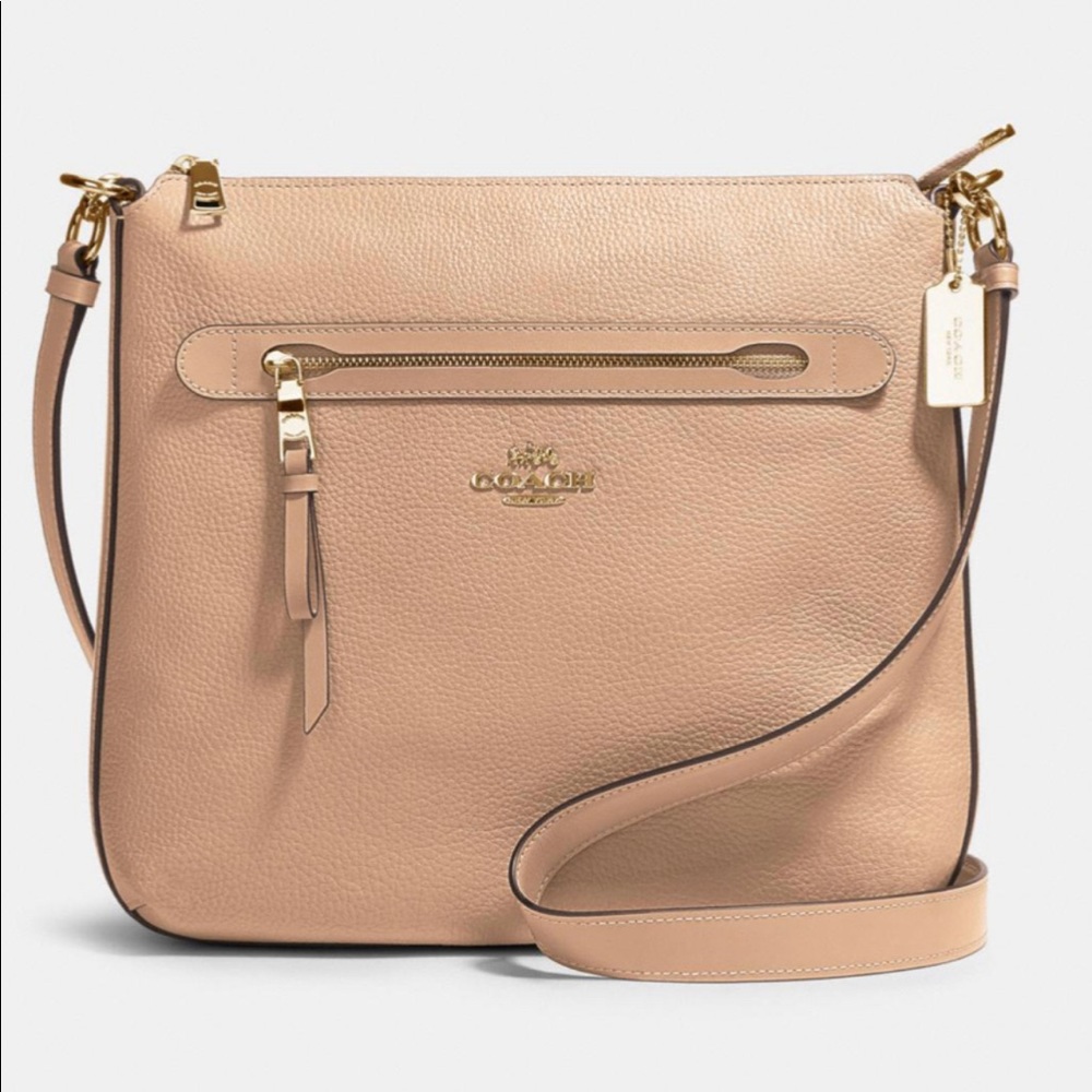Coach Mae File Crossbody in Taupe!